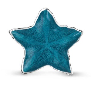 Stella marina in vetro decorato a mano colore blu e argentato.