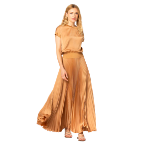 Abito cammello satinato&nbsp;