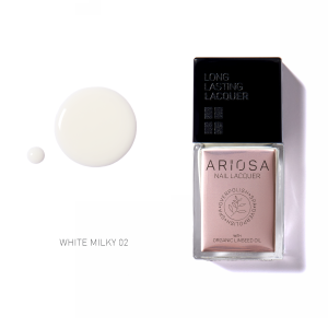 Ariosa Nail Lacquer - WHITE MILKY02 15ml - Ultra-Opaque White Nail Polish
 