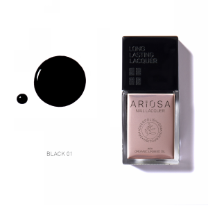 Ariosa Nail Lacquer - BLACK01 15ml - Vernis Noir Ultra-Couvrant
 