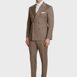 Abito sartoriale doppio petto 100% lana spinata tobacco&nbsp;