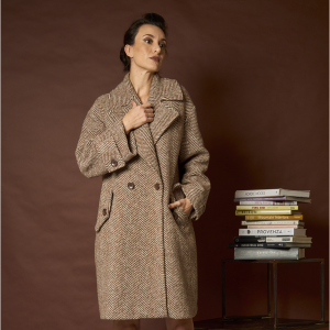 Frauen Mantel doppelrasig Stoff Spigato