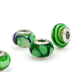 <p>Green Charms with Silver Ring – Murano Line Beads</p> <p>Green Charms with Silver Ring – Murano Line Beads</p>