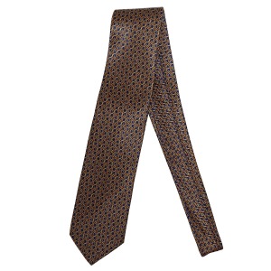 Luxury Sartorial Silk Tie, Intricate Yellow Geometric Pattern on Navy Blue Background, Handmade in Italy

 