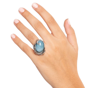 Anello argento 925 bronzo e acquamarina - AR051a