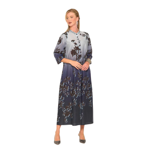 Chemisier Kleid offen vorne, Koreanischer Hals