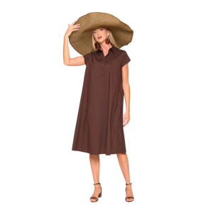 Stretch Baumwollkleid mit Polohals