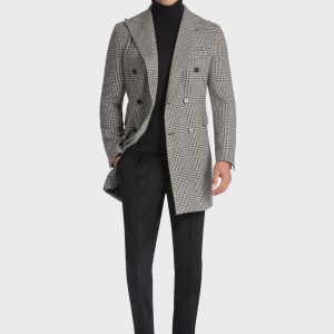 Manteau Croisé Prince de Galles Noir et Blanc
 