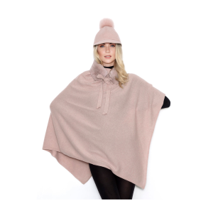 PONCHO WOOL & CASHMERE + REX RABBIT MOD P020RX