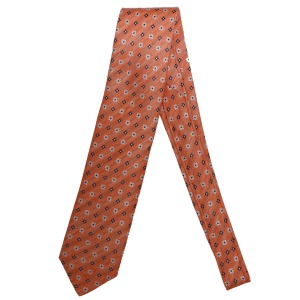 Luxury Sartorial Silk and Linen Tie, Small White Floral Pattern on Peach Background, Handmade in Italy

 