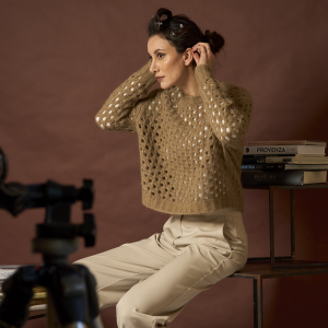 Frauen Messer Offenes Garn mit gebohrten Verarbeitung