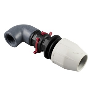 RACCORDO QUICK GOMTO F - Raccordo quick diritto F con gomito a 90°, estremeità femmina filettata G