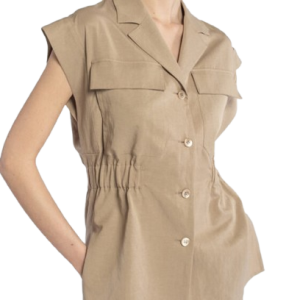 Chemise sans manches Safari en coton-Lino avec Coulisse