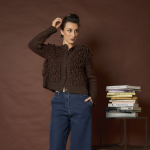 Cardigan Frau Strukturiert in Strick