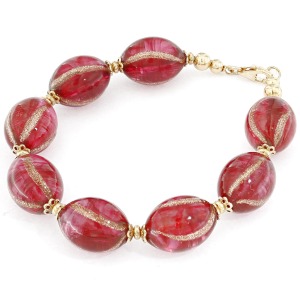 Red Bracelet with Golden Decorations Red Bracelet with Golden Decorations