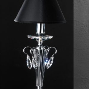 Lampe de table en laiton chromé et cristal avec abat-jour 2060