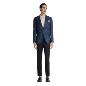 Seide Wolljacke tiefblaue Leinen